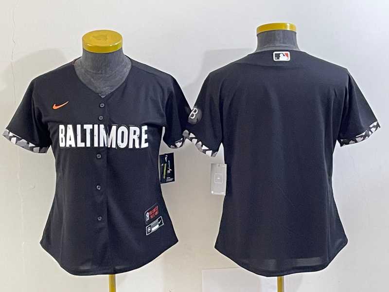 Womens Baltimore Orioles Blank Black 2023 City Connect Cool Base Stitched Jersey